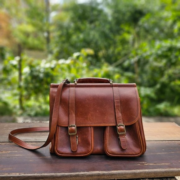 Wilsons Leather Handbags - Vintage Wilsons Genuine Leather Brown Messenger Bag, Pre-owned